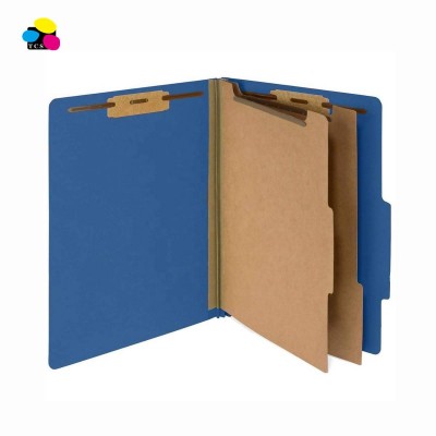 New Letter Size Dark Blue Pressboard Classification Paper File Folders W/ 2 Partitions