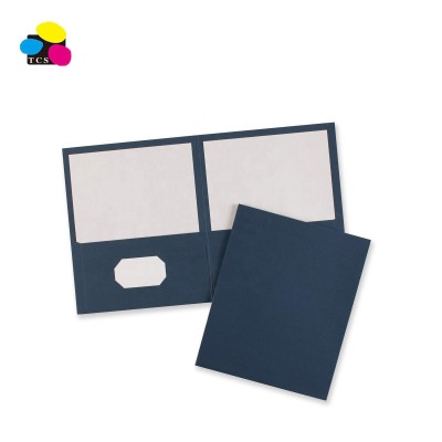 High Quality 100% Recycled Paper Letter Size Navy Emboss 230gsm Paper 2Pockets File Folder with 3Fasteners