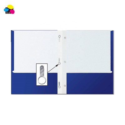 Navy Color Letter Size  Coated Paper Available Two pocket Portfolios File Folder  with 3 Metal Prong Fastener