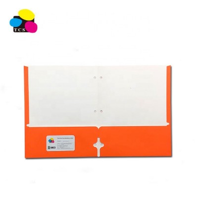 ECO-Friendly Lehui High Quality Letter A4  Size Orange Two Pockets Paper File Folder