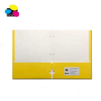 ECO-Friendly Lehui High Quality Letter A4  Size Yellow  Two Pockets Paper File Folder