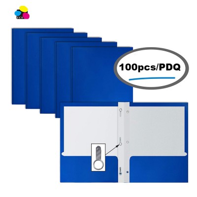 Blue Portfolio Two Pockets with 3 Prongs One Side Printing Eco- Friendly