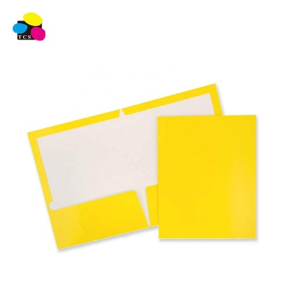 High Quality Eco-Friendly Letter Size 11Pt Paper White Paper Bright Yellow 50pcs/box Two Pockets For Office