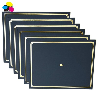 Amazon hot sale Lightly textured navy cardstock with classic gold accents 30pcs/box Paper Certificate Holder